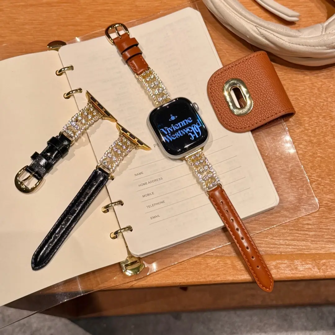 Elegant Rhinestone Leather Strap