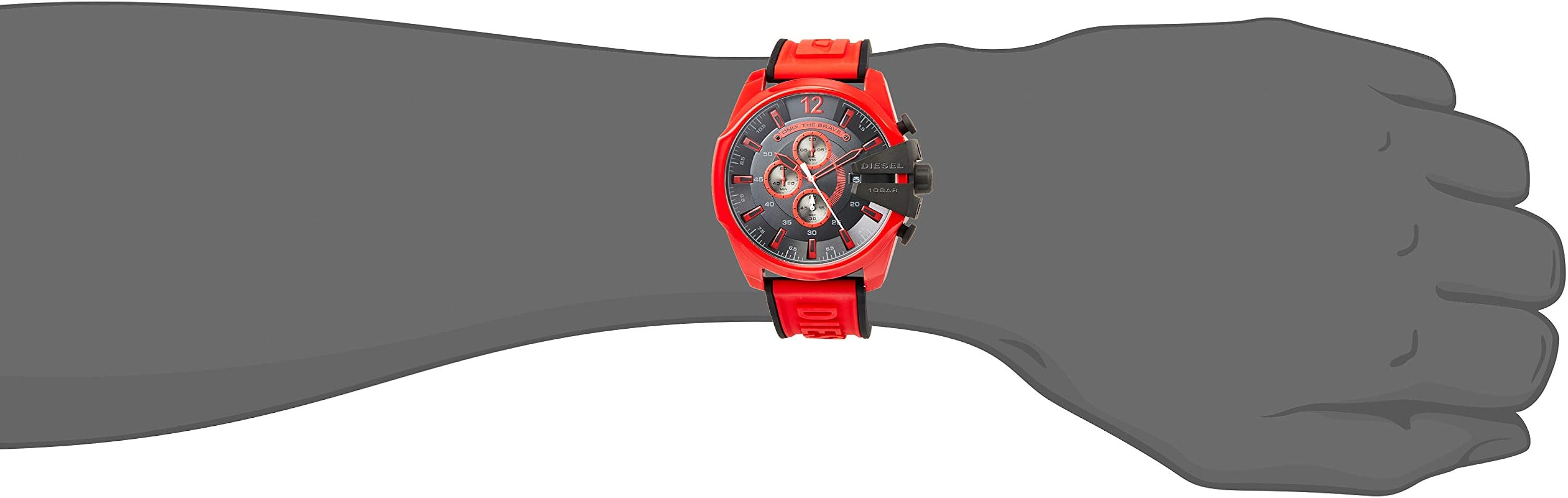 Diesel DZ4526 Mega Chief Chronograph Men's Watch – Black Dial & Red Rubber Strap