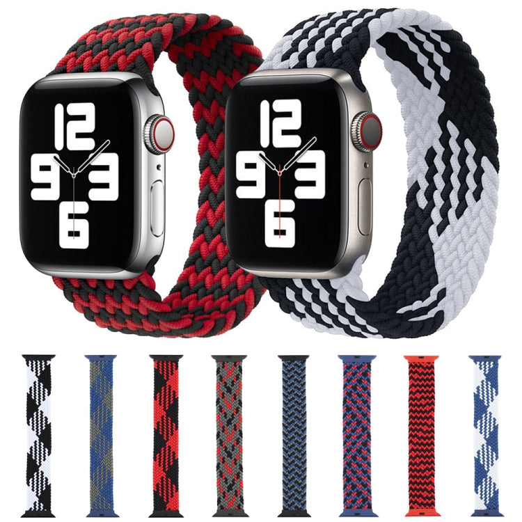 Plastic Buckle Mixed Color Nylon Braided Single Loop Watch Band For Apple Watch Series 9&8&7 41mm / SE 3&SE 2&6&SE&5&4 40mm / 3&2&1 38mm, Size:L(Checkered Blue Green)
