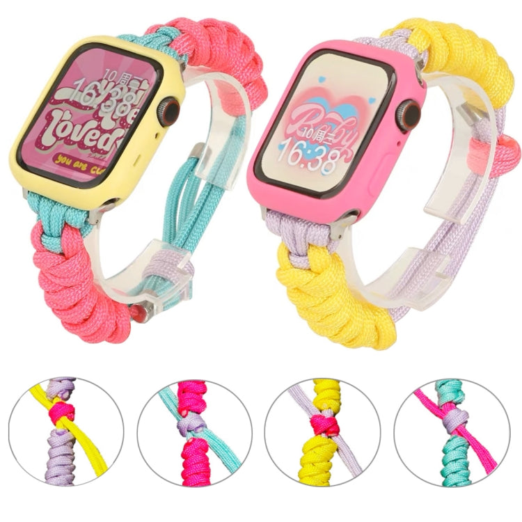 For Apple Watch Ultra 49mm Twist Knotted Nylon Watch Band(Yellow Purple)