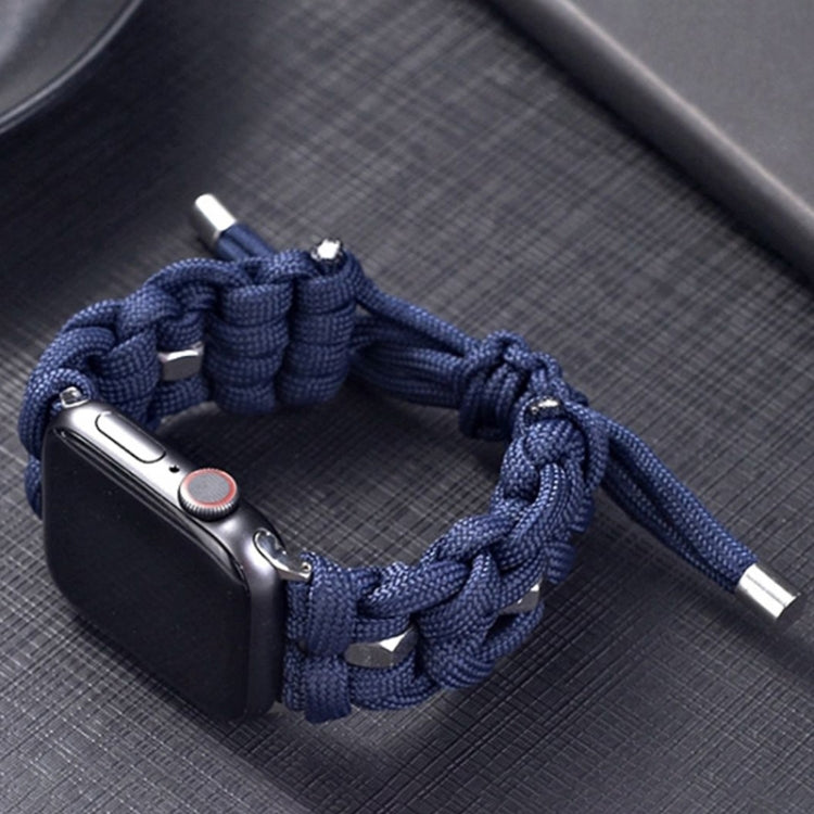 For Apple Watch Series 9 45mm Screw Nut Braided Paracord Watch Band(Blue)