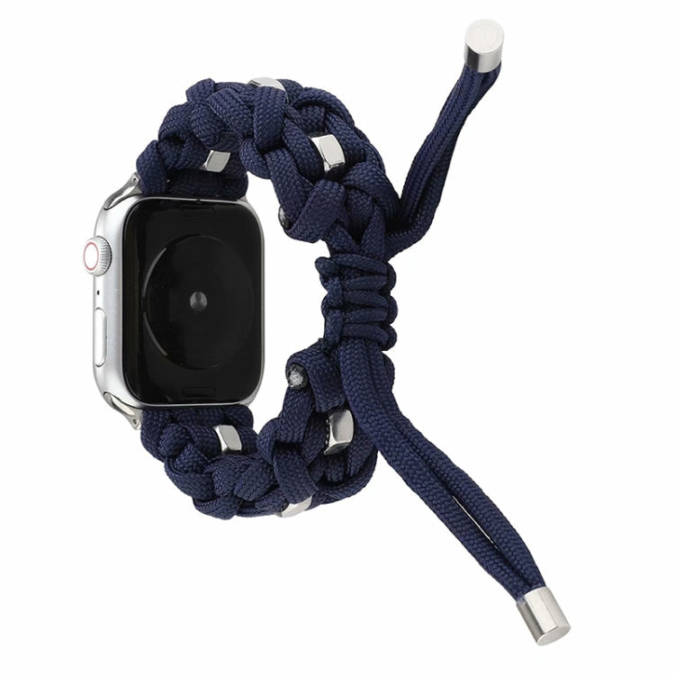 For Apple Watch Series 9 45mm Screw Nut Braided Paracord Watch Band(Blue)
