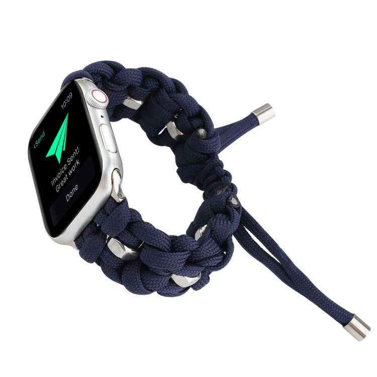 For Apple Watch Series 9 45mm Screw Nut Braided Paracord Watch Band(Blue)