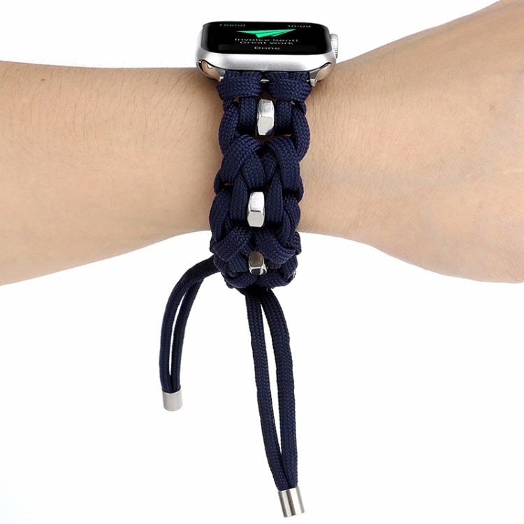 For Apple Watch Series 9 45mm Screw Nut Braided Paracord Watch Band(Blue)