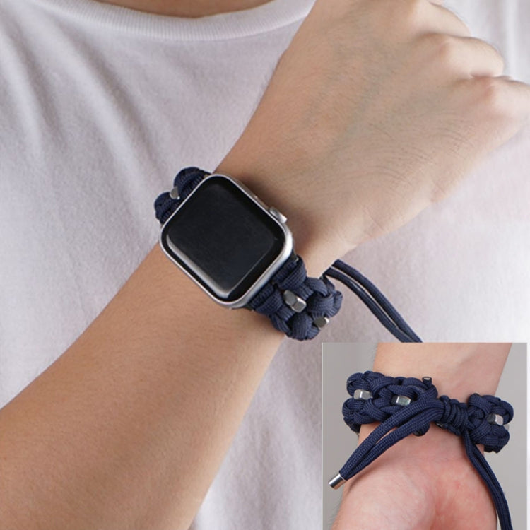For Apple Watch Series 9 45mm Screw Nut Braided Paracord Watch Band(Blue)