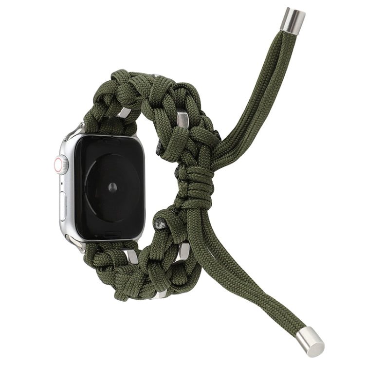 For Apple Watch Series 7 45mm Screw Nut Braided Paracord Watch Band(Green)