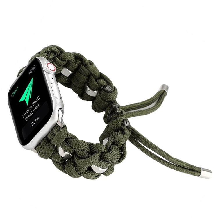 For Apple Watch Series 7 45mm Screw Nut Braided Paracord Watch Band(Green)