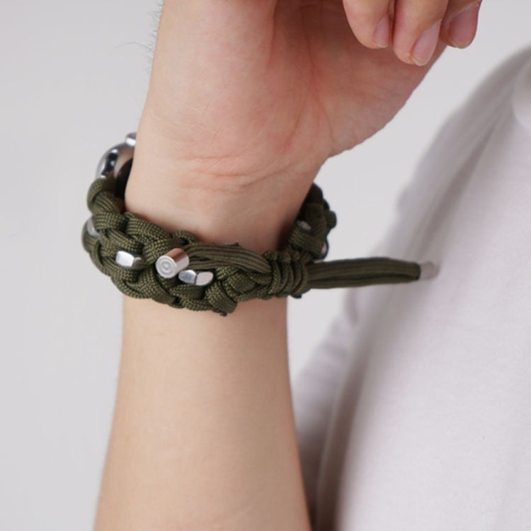 For Apple Watch Series 7 45mm Screw Nut Braided Paracord Watch Band(Green)