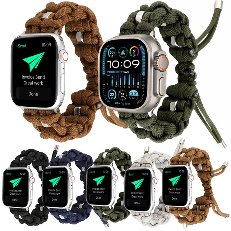 For Apple Watch Series 7 45mm Screw Nut Braided Paracord Watch Band(Green)