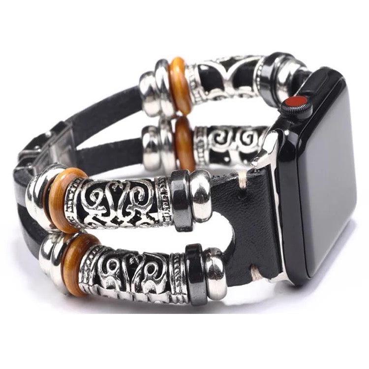 Boho-Leather Steel Bracelet Band For Apple Watch Multiple Colors Available