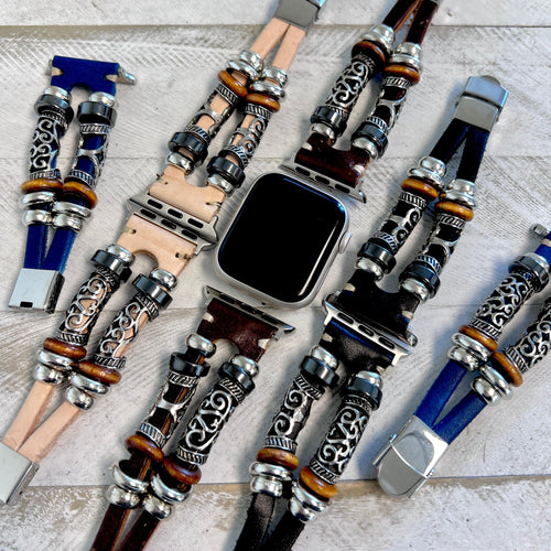 Boho-Leather Steel Bracelet Band For Apple Watch Multiple Colors Available