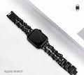 Luxurious Leather Stainless Steel Chain Band For Apple Watch Multiple Colors Available