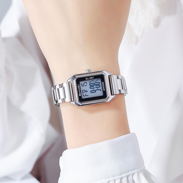 skmei-2493-small-women-electronic-watch-square-steel-strap-watch-style-silver-case-black