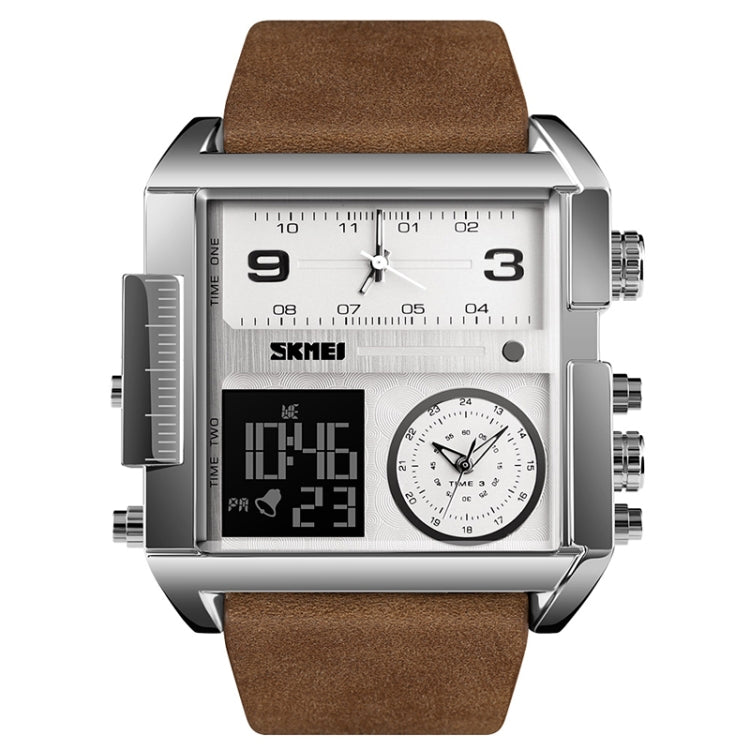 skmei-1391-multifunctional-men-business-digital-watch-30m-waterproof-square-dial-wrist-watch-with-leather-watchbandsilver-coffee