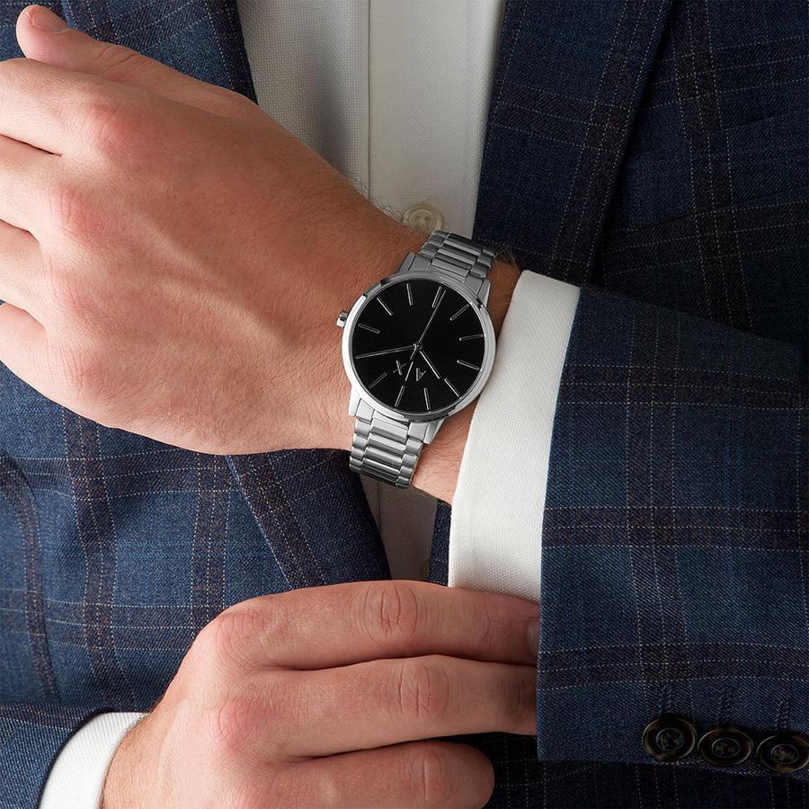 Armani Exchange Cayde AX2700 Men's Analog Watch – Black Dial with Silver Stainless Steel Bracelet