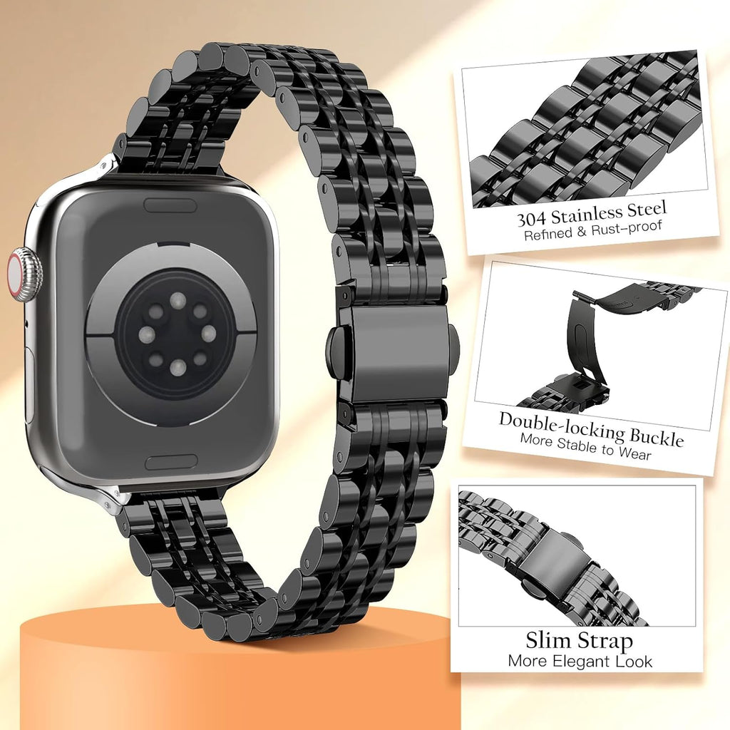 Slim Prestige Stainless Steel Link Band For Apple Watch Multiple Colors Available