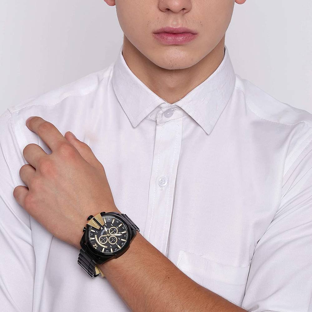 Diesel DZ4338 Mega Chief Chronograph Men's Watch – Black Dial & Black Stainless Steel Strap