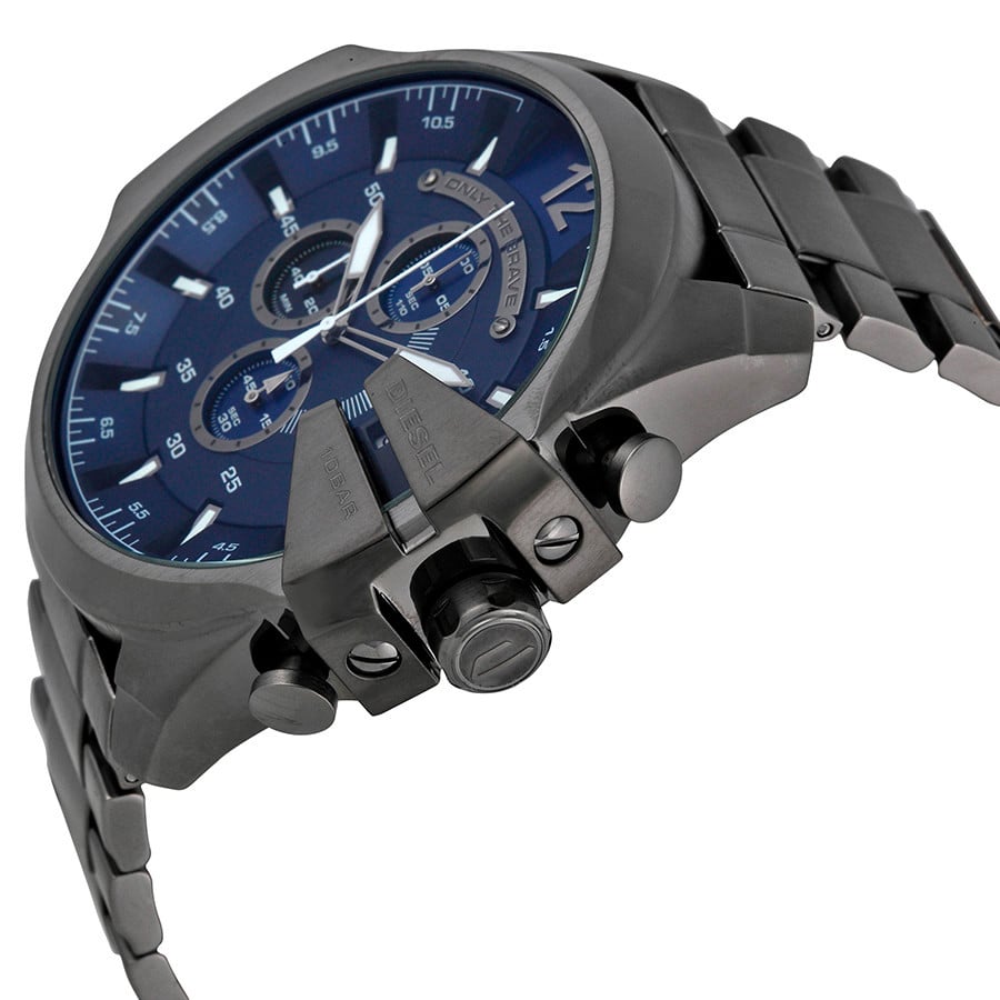 Diesel DZ4329 Mega Chief Chronograph Men's Watch – Blue Dial & Black Stainless Steel Strap