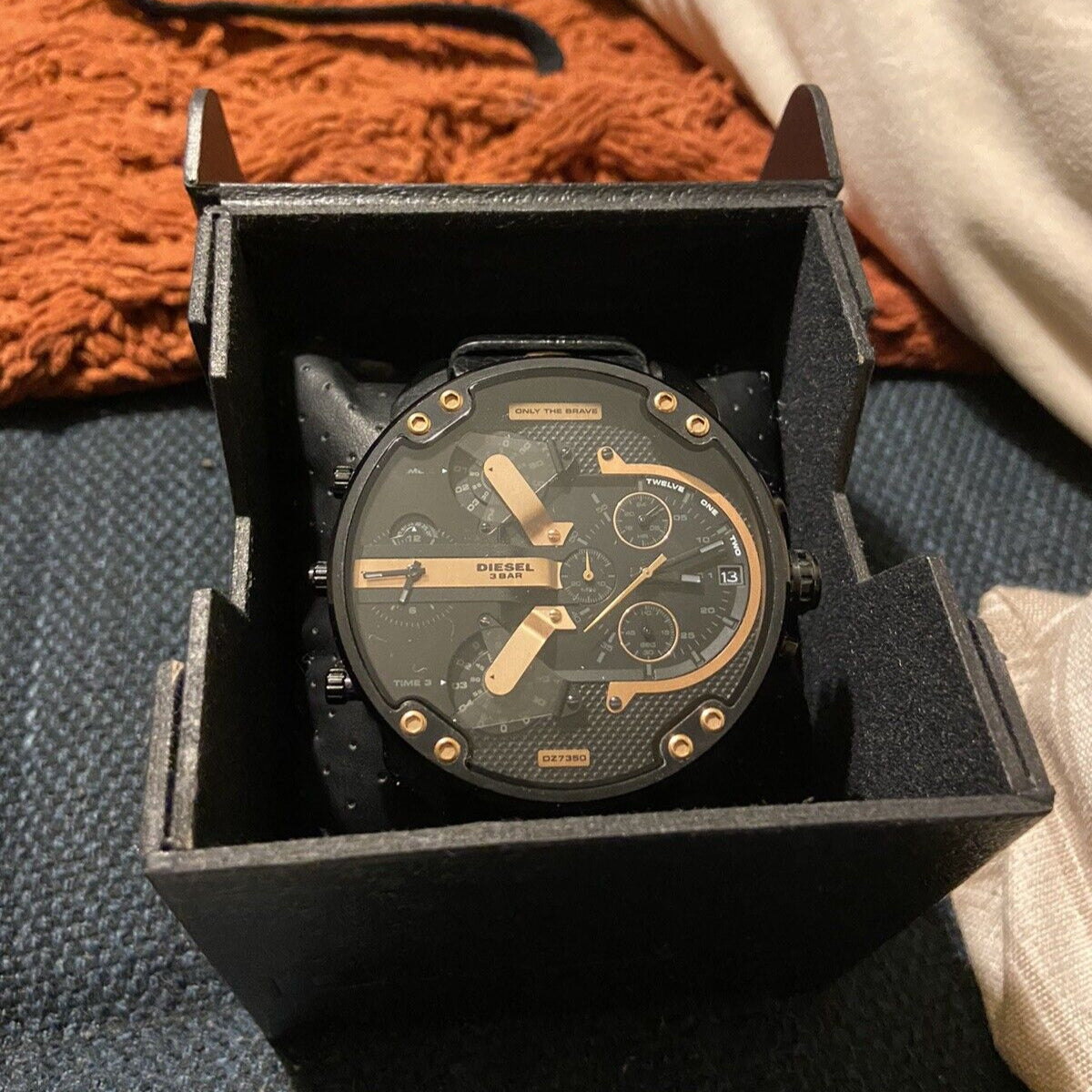 Diesel DZ7350 Mr. Daddy 2.0 Chronograph Men's Watch – Black Dial & Black Leather Strap